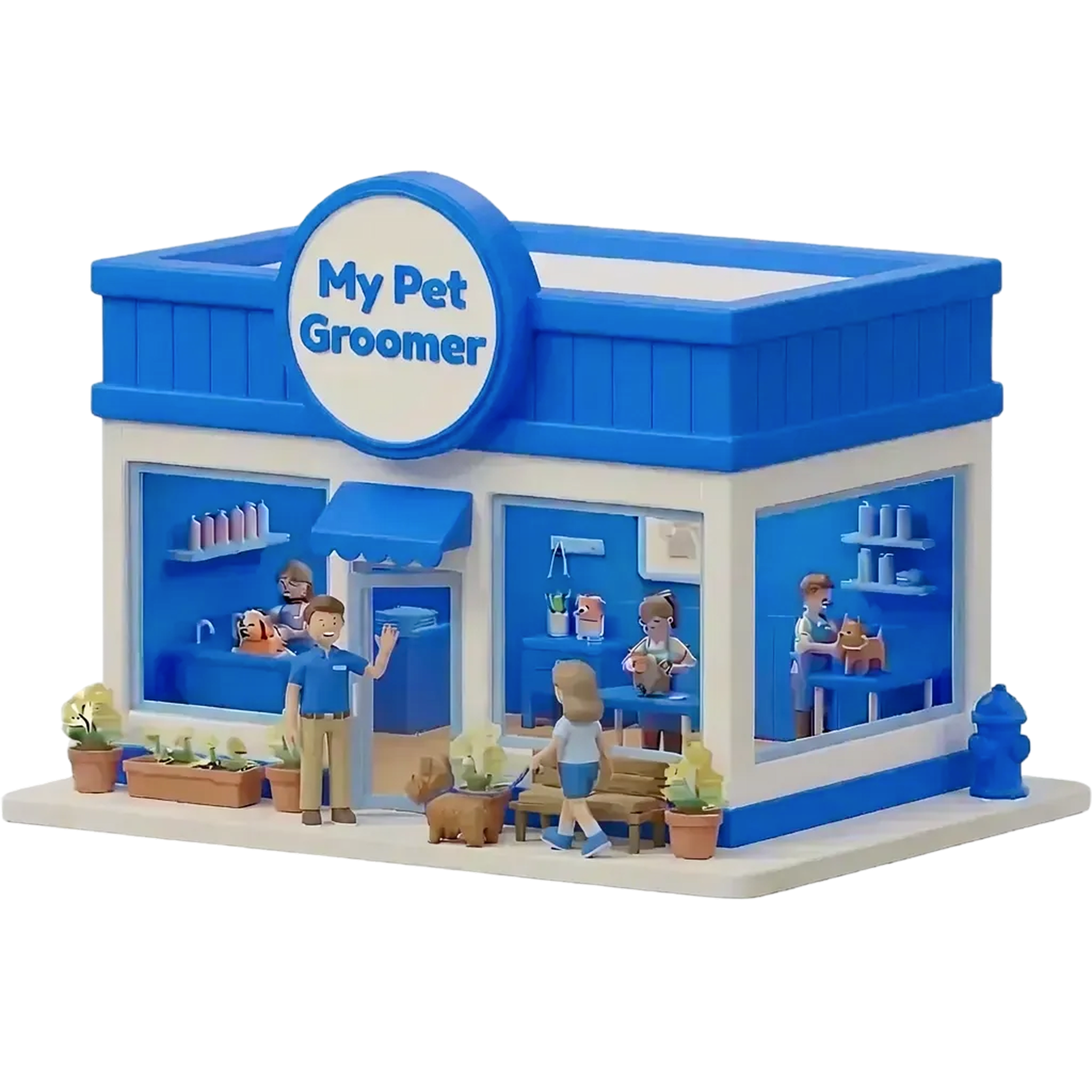 3D illustration of a pet grooming salon